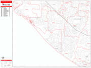 Huntington Beach Wall Map Red Line Style